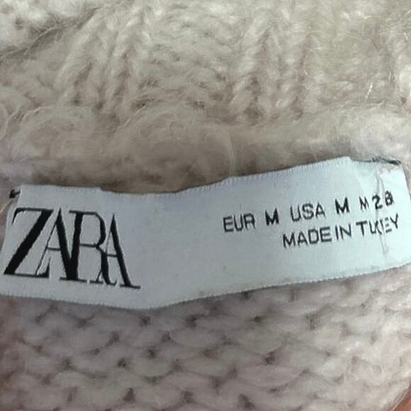 Zara Pink Red Wool Turtleneck Oversized Colorblock Pullover Sweater Top Size M - Picture 4 of 5